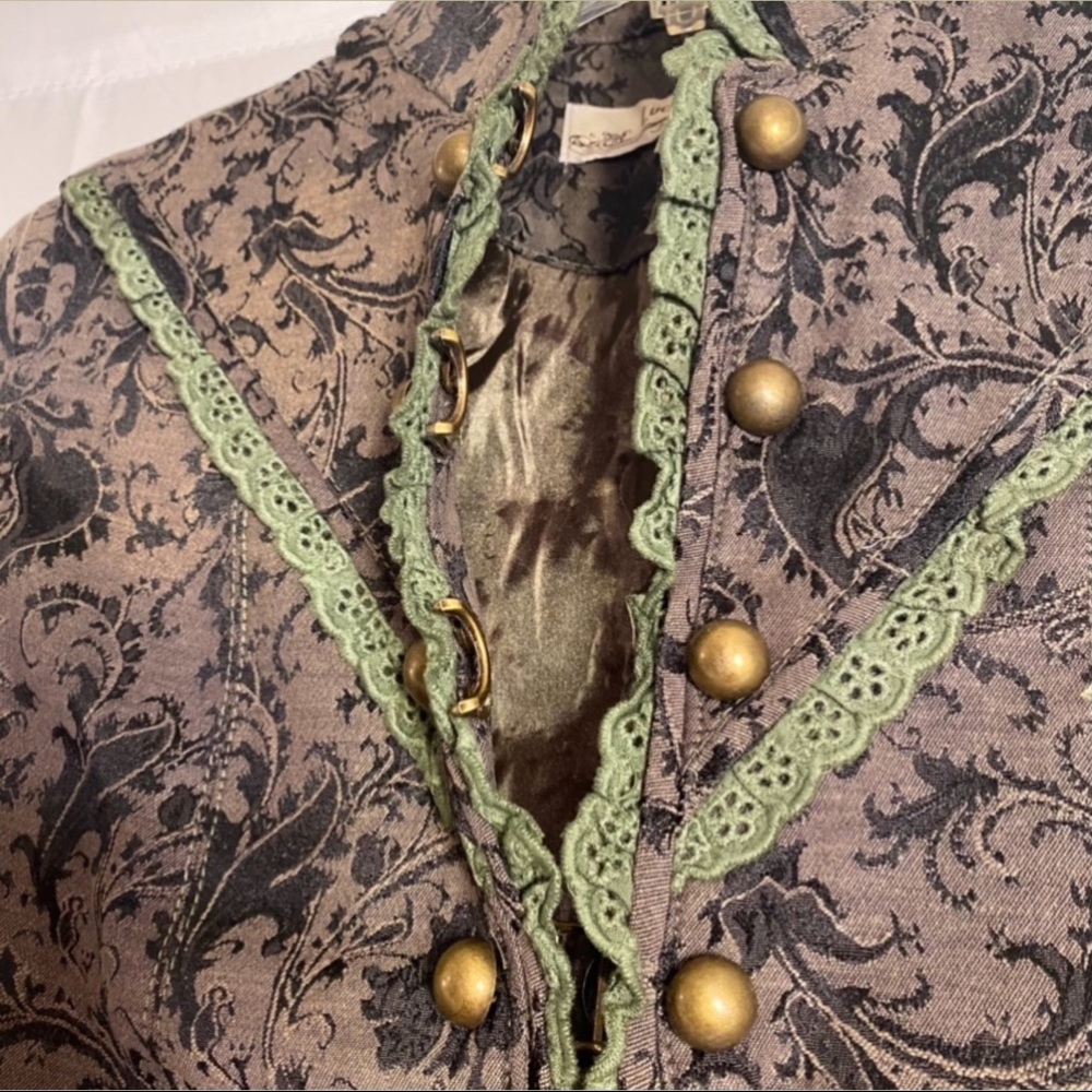 NWT LUCY PARIS BROCADE MILITARY STEAMPUNK JACKET S - Picture 5 of 9